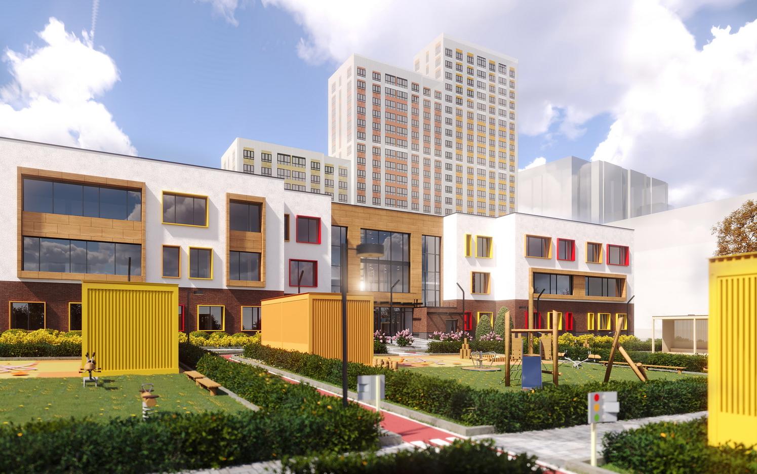 Новый детский сад на 300 мест с яркими акцентами на фасаде планируется в Ленинском городском округе