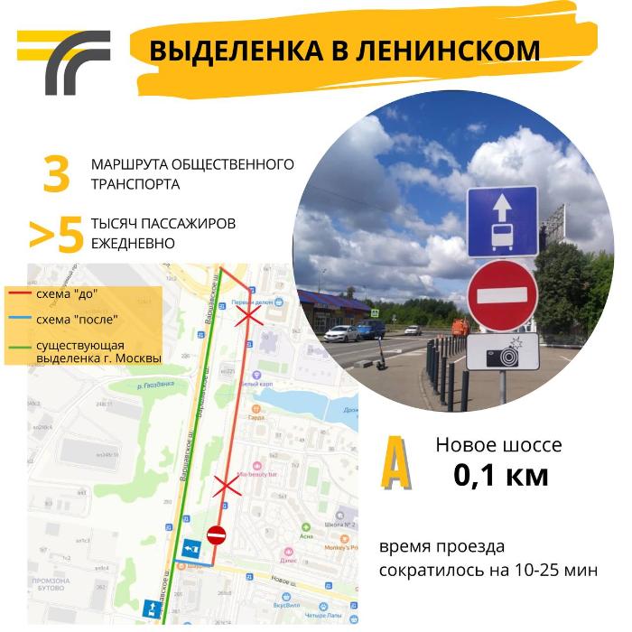 В Ленинском г.о. на Новом шоссе начали администрировать проезд по выделенной полосе с помощью камер